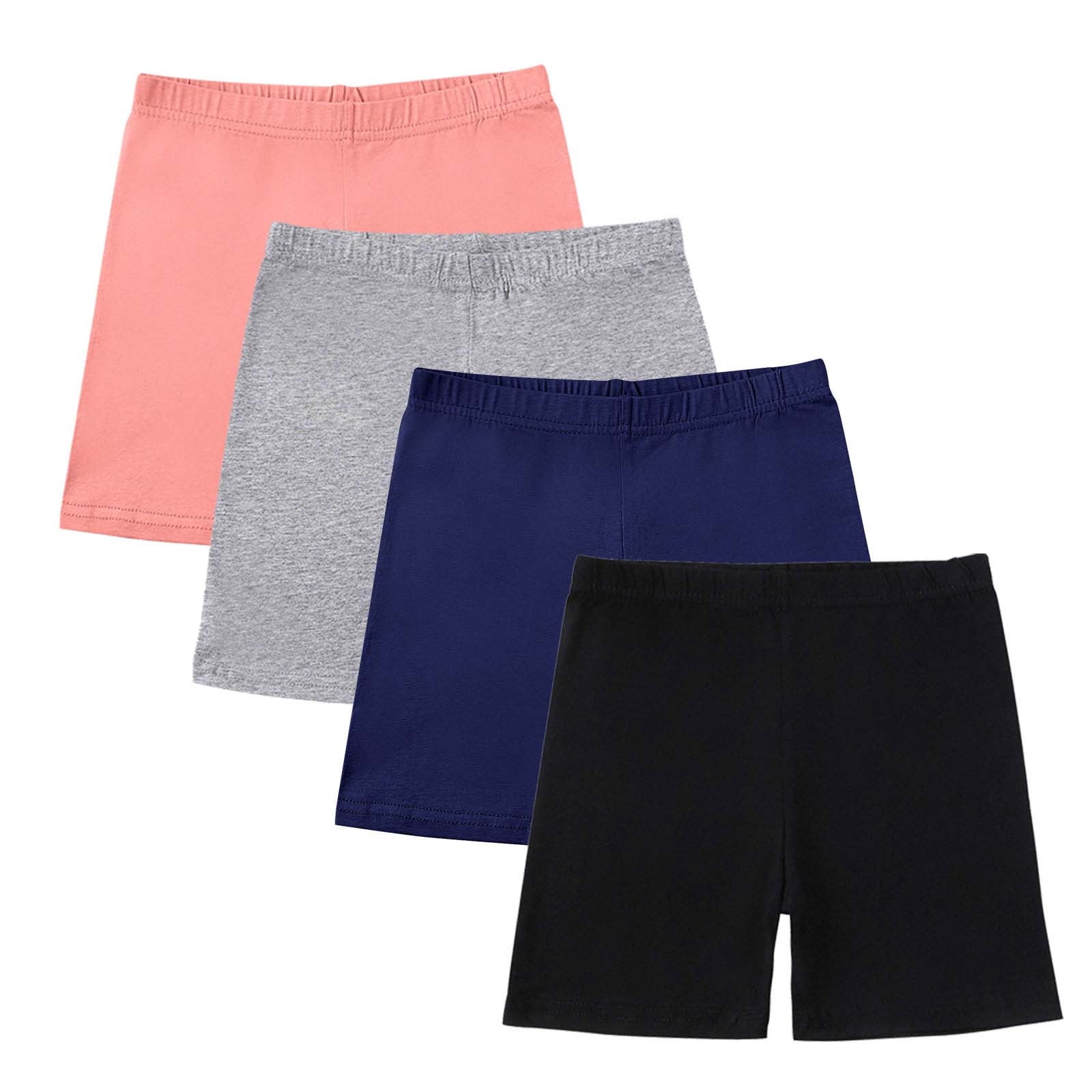 AUNVITO 4-Pack Girls Yoga Shorts Solid Color Elastic Comfort Layering ...