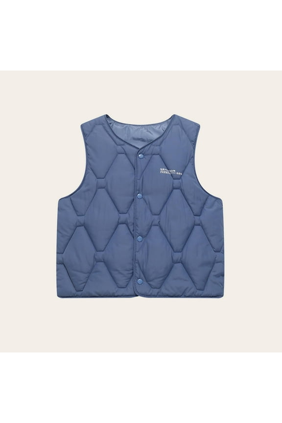 7-15Y Kids Sleeveless Warm Button Vest Lightweight Polyester Casual Outerwear No Hood for Boys & Girls