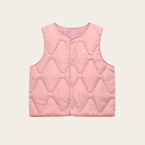 AUNVITO 7-15Y Kids Sleeveless Warm Button Vest Lightweight Polyester Casual Outerwear No Hood for Boys & Girls