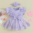 thumbnail image 1 of AUNVITO Baby Birthday Romper | Soft Tulle Flower Decor | 1st Year Ceremony | Sleeveless Short Crawl Romper, 1 of 3