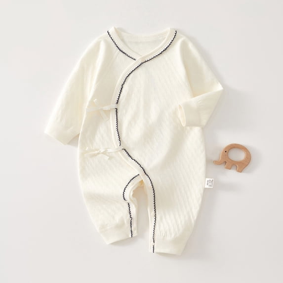 AUNVITO Baby Boys & Girls 0-24M 100% Cotton Long Sleeve Bodysuit Solid Color One-Piece Romper with Snap Closure Soft & Comfortable Infant Clothing for Spring & Fall