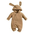 thumbnail image 1 of AUNVITO Baby Cotton Jumpsuit Long Sleeve Rabbit Ear Solid Color One-Piece Outfit 0-24M Soft Breathable Creeper, 1 of 3