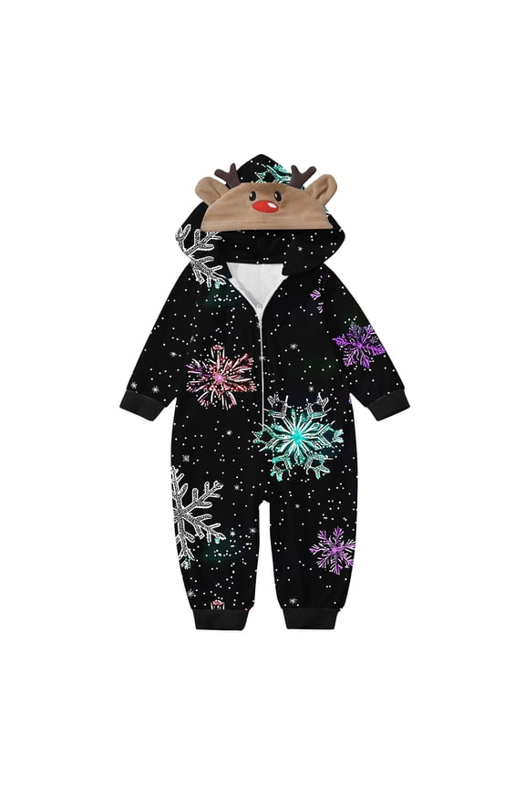 Baby Girl&Boy Parent Child Christmas Pajamas Set Long Sleeve Jumpsuit with Holiday Prints Cozy Family Matching Style