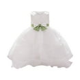 thumbnail image 1 of AUNVITO Baby Girls Sleeveless Tulle Dress Bow Applique Round Neck Summer Party Princess Dress with Train, 1 of 9
