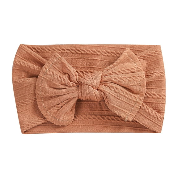 AUNVITO Baby Girls Wide Headband Elastic Soft Nylon Jacquard Bow Hair Band Solid Color Accessories