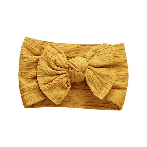 AUNVITO Baby Girls Wide Headband Elastic Soft Nylon Jacquard Bow Hair Band Solid Color Accessories
