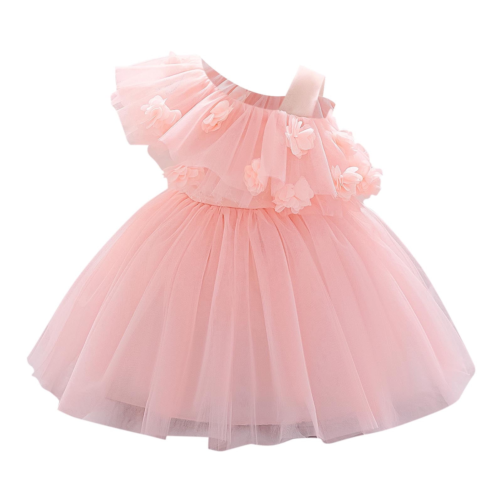 Baby Girl All Over Print Pattern O-Neck Pullover Princess Dress