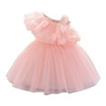 thumbnail image 1 of AUNVITO Baby Sleeveless Off-Shoulder Princess Dress 3D Tulle Christening Gown Party Dress Pure Color Round Neck Formal Attire, 1 of 9