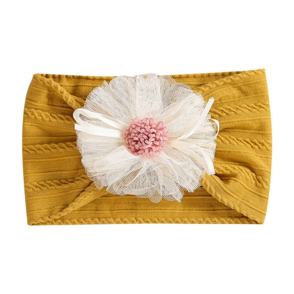 AUNVITO Baby Soft Stretch Nylon Wide Headband Sunflower Mesh Hair Band Cute Hair Accessories for Toddlers