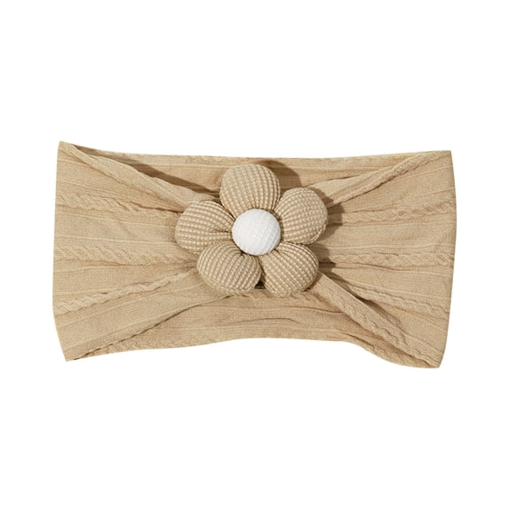AUNVITO Baby Wide Headband Elastic Nylon Soft Solid Color Jacquard Small Flowers Design
