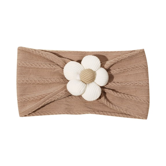 AUNVITO Baby Wide Headband Elastic Nylon Soft Solid Color Jacquard Small Flowers Design