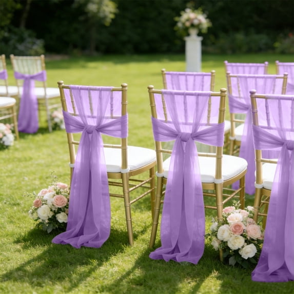 AUNVITO Beautiful Gauze Chair Back Flower Chair Sash 8 x 108 Inch No Accessory for Wedding Party Home Decoration and Event Styling