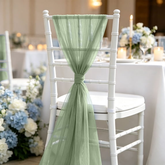 AUNVITO Beautiful Gauze Chair Back Flower Chair Sash 8 x 108 Inch No Accessory for Wedding Party Home Decoration and Event Styling