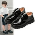 thumbnail image 1 of AUNVITO Boys 4-14Y Shiny Strap Closure Dress Shoes Soft Sole British Style Casual Oxford School Uniform Shoes, 1 of 9