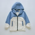 thumbnail image 1 of AUNVITO Boys Fleece-Lined Windbreaker Jacket 3-15Y Color-Block Hooded Zip-Up Casual Outdoor Coat, 1 of 9
