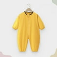 thumbnail image 1 of AUNVITO Boys Girls 0-4Y Long Sleeve Pure Color Cotton Coverall Onesie Dirt-Resistant Outdoor Indoor Play Romper with Pockets, 1 of 7