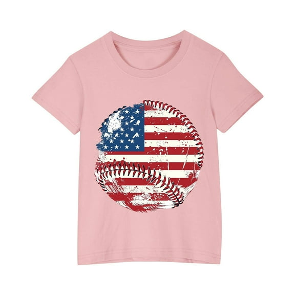AUNVITO Boys Girls 4th of July Patriotic T-Shirt Classic Cotton Crewneck Short Sleeve Blouse 2025 New Summer Tee