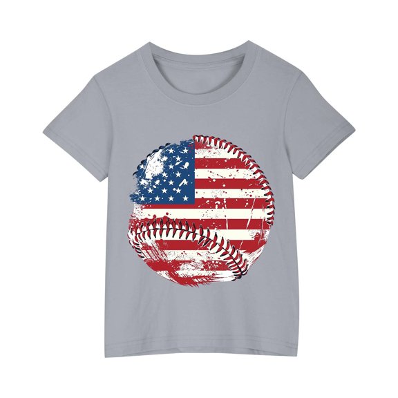 AUNVITO Boys Girls 4th of July Patriotic T-Shirt Classic Cotton Crewneck Short Sleeve Blouse 2025 New Summer Tee