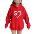 thumbnail image 1 of AUNVITO Boys & Girls 5-15Y Loose Fit Hooded Sweatshirt with Heart Paw Print Raglan Sleeves and Pockets for Fall Winter Casual Wear, 1 of 6