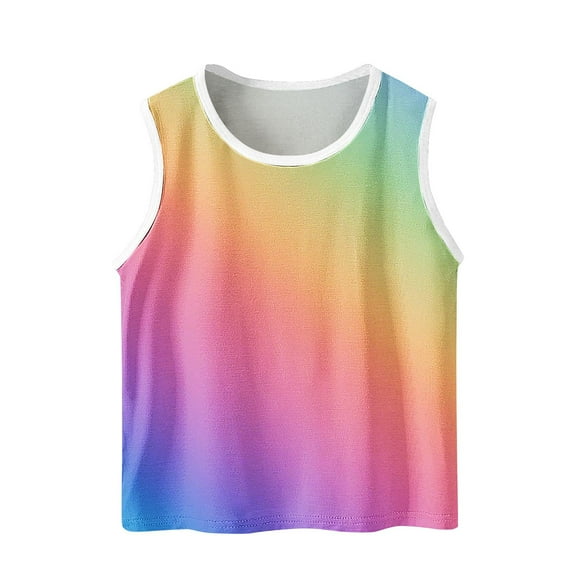 AUNVITO Boys & Girls Casual Print Sleeveless Round Neck Tank Top for Older Kids (3-15 Years)