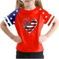 thumbnail image 1 of AUNVITO Boys & Girls Casual Raglan Sleeve T-Shirt Patriotic Independence Day Print Round Neck Graphic Top, 1 of 4