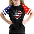 thumbnail image 1 of AUNVITO Boys & Girls Casual Raglan Sleeve T-Shirt Patriotic Independence Day Print Round Neck Graphic Top, 1 of 4