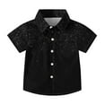thumbnail image 1 of AUNVITO Boys & Girls Casual Short Sleeve Uniform Shirt Stylish Solid Color with Star Glitter Pocket School Wear 2-15 Years, 1 of 7