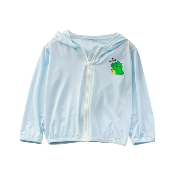 AUNVITO Boys & Girls Dinosaur Print Sun Hoodie UPF 50+ Lightweight Breathable Long Sleeve Hooded Outdoor UV Protection Jacket Soft Fabric 2-12 Years