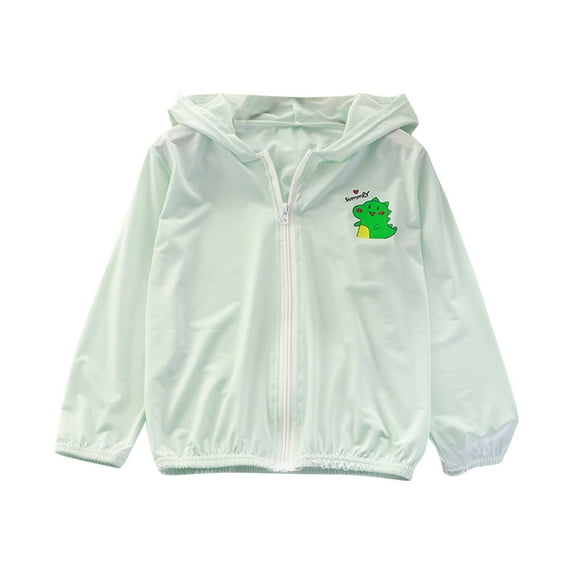 AUNVITO Boys & Girls Dinosaur Print Sun Hoodie UPF 50+ Lightweight Breathable Long Sleeve Hooded Outdoor UV Protection Jacket Soft Fabric 2-12 Years