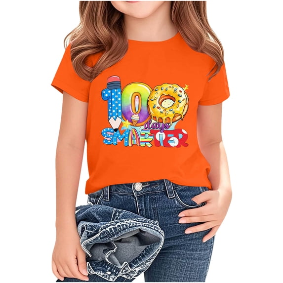 AUNVITO Boys&Girls Donut Print Short Sleeve Round Neck T-Shirt Casual ...