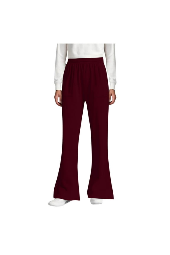 Boys & Girls Flare Pants Cotton-Linen Elastic Adjustable Waist Summer Solid Color with Pockets