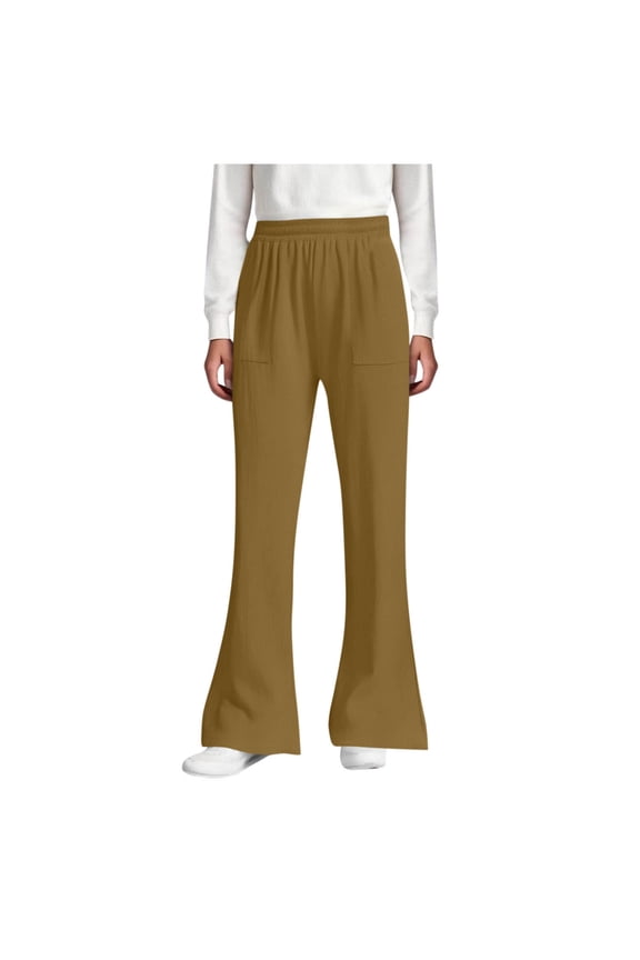 Boys & Girls Flare Pants Cotton-Linen Elastic Adjustable Waist Summer Solid Color with Pockets