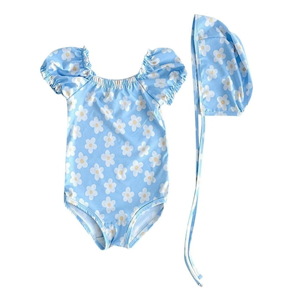 AUNVITO Boys & Girls Long Sleeve Swimsuit One-Piece with Swim Cap, UPF 50+ Sun Protection Quick-Dry Rash Guard Summer Active Swimwear
