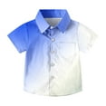 thumbnail image 1 of AUNVITO Boys & Girls Ombre Short Sleeve Shirt Casual Stylish Pocket Design School Uniform Top Trendy Gradient, 1 of 7
