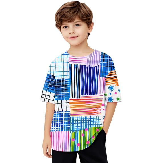 AUNVITO Boys & Girls Oversized Short Sleeve T-shirt Fashion Casual Solid Color Loose Fit Top