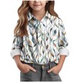thumbnail image 1 of AUNVITO Boys & Girls Printed Shirt Button Down Collar Long Sleeve Casual Jacket Spring Summer Vintage Style Outerwear, 1 of 5