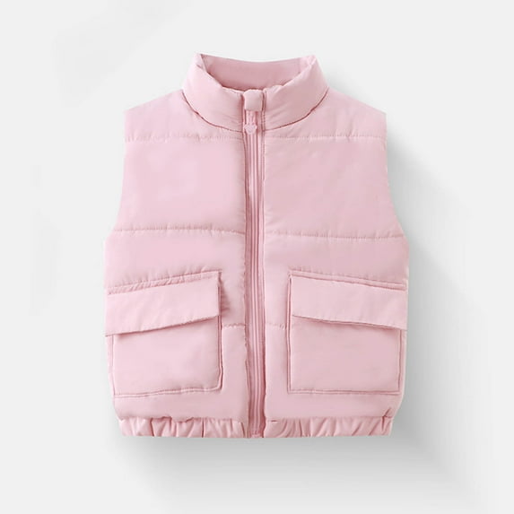 AUNVITO Boys & Girls Quilted Vest Thickened Warm Sleeveless Winter Coat 0-8Y, Cotton Casual Solid Color Outerwear with Lightweight Design