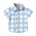 thumbnail image 1 of AUNVITO Boys & Girls School Uniform Shirt Checkered Pocket Short Sleeve Casual Cute Stylish, 1 of 7