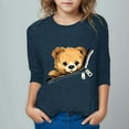 thumbnail image 1 of AUNVITO Boys Girls Shirts Bear Print Tshirt 3/4 Sleeve Top Funny Graphic Tshirts 3-12 Years, 1 of 4