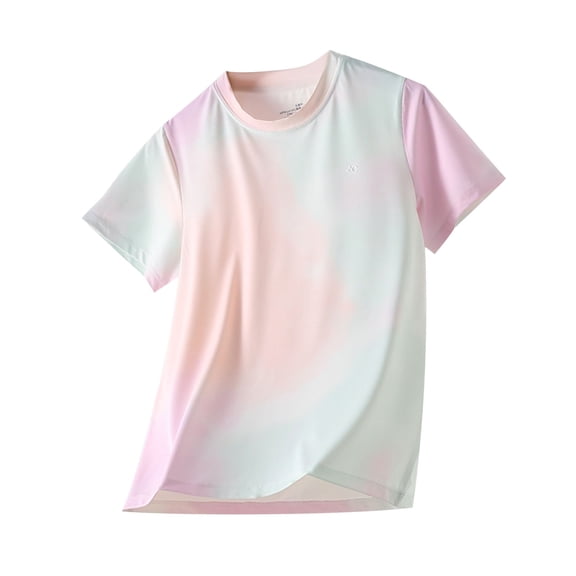 AUNVITO Boys & Girls Tie-Dye T-Shirts Moisture-Wicking Cooling UV Protection Outdoor Sports Summer Lightweight Bamboo Fiber Short Sleeve Tops