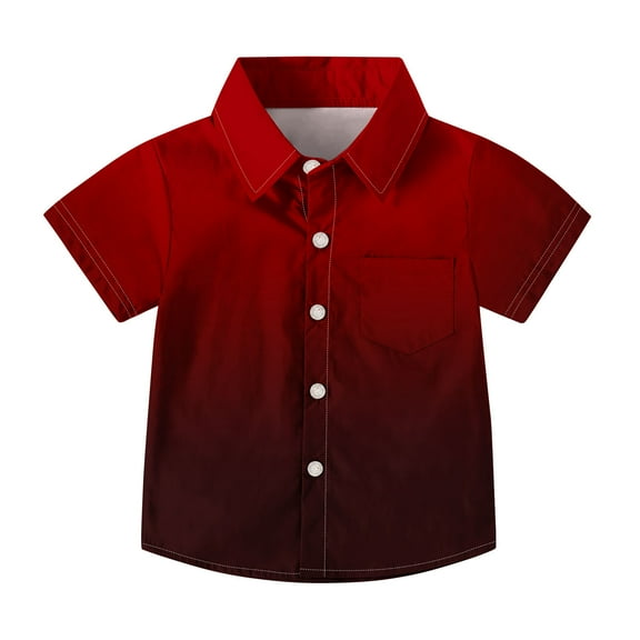 AUNVITO Boys & Girls Uniform Shirt Short Sleeve Ombre Pocket Casual Stylish Cute School Wear