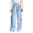thumbnail image 1 of AUNVITO Boys & Girls Wide Leg Pants Summer Solid Color Elastic Adjustable Waist with Bow Tie 5-14Y, 1 of 4