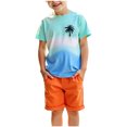 thumbnail image 1 of AUNVITO Boys' Hawaiian Coconut Tree Print Summer Outfit Set Thin Short Sleeve T-Shirt & Elastic Waist Shorts Home Clothes for 3-8 Years, 1 of 5