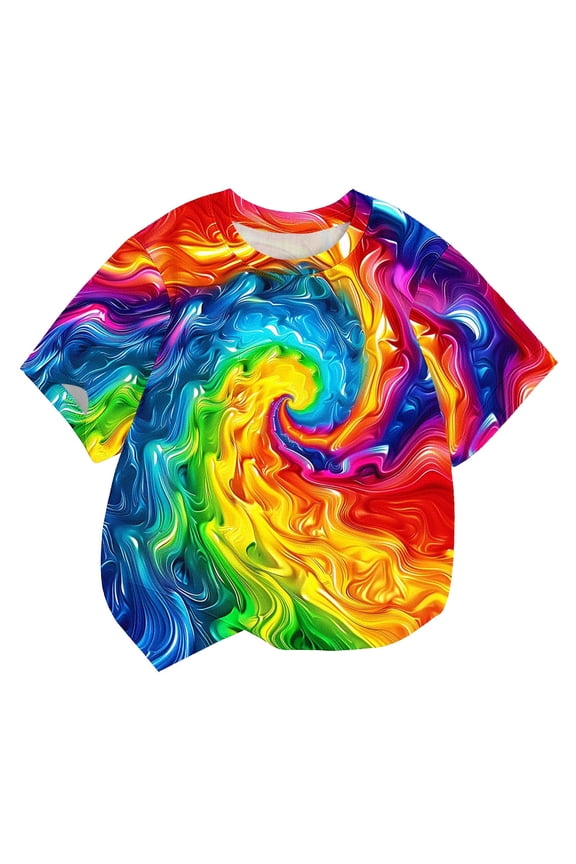 Boys Tie Dye Shirt Size 3-13 Years Hippies Senior Rainbow Rainbow Tees T Shirts for Kids