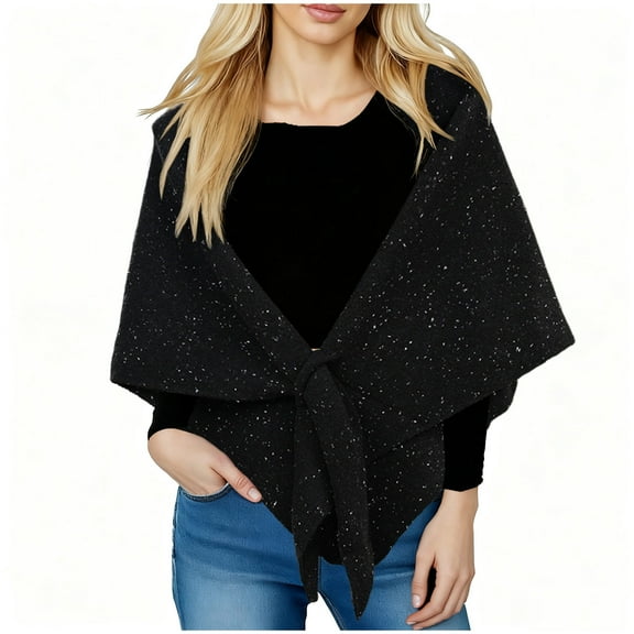 AUNVITO Buttery-Soft Striped Shawl Wrap for Women Lightweight Warmth Wool Blend Knit Scarf Cardigan Cape