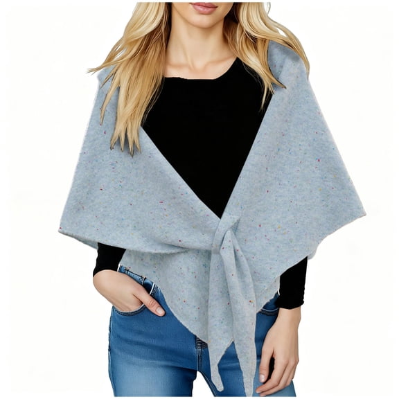 AUNVITO Buttery-Soft Striped Shawl Wrap for Women Lightweight Warmth Wool Blend Knit Scarf Cardigan Cape
