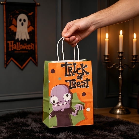 AUNVITO Clearance 12 Pcs Halloween Theme Treat Bags Party Gift Bags for Candy Snacks Favors Goodie Goody Bags Holiday Spooky Decor Supplies