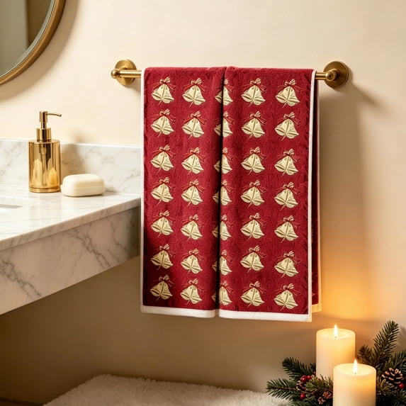 2 Inch Bell AUNVITO Clearance Christmas Bell Hand Towels 2 Pcs 15.7x23.6 Inch ...