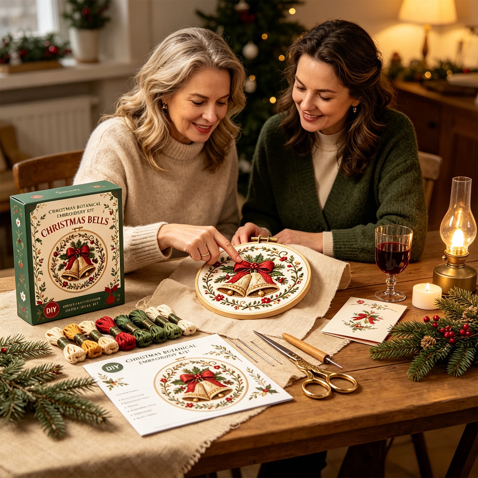 AUNVITO Clearance Christmas Embroidery Starter Kit with Hoop, Threads ...