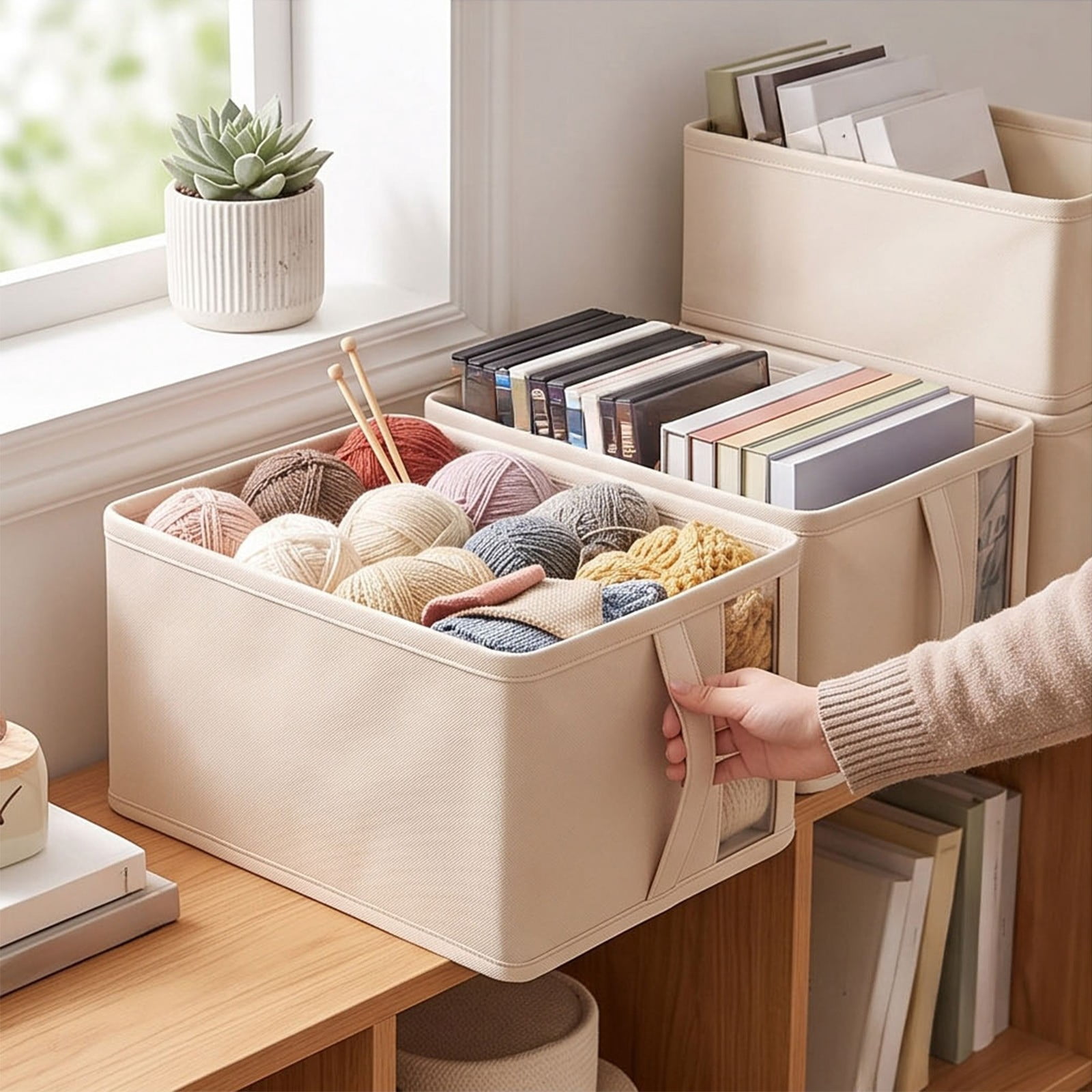 AUNVITO Clearance Foldable Clothes Storage Box with Steel Frame, Large ...